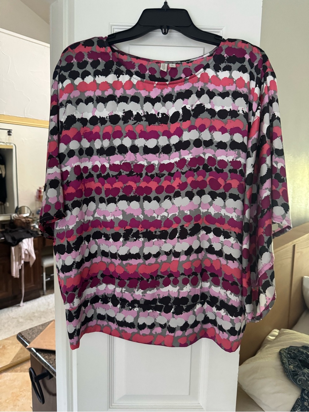 Madison Pink and Black Patterned Short Sleeve Tunic